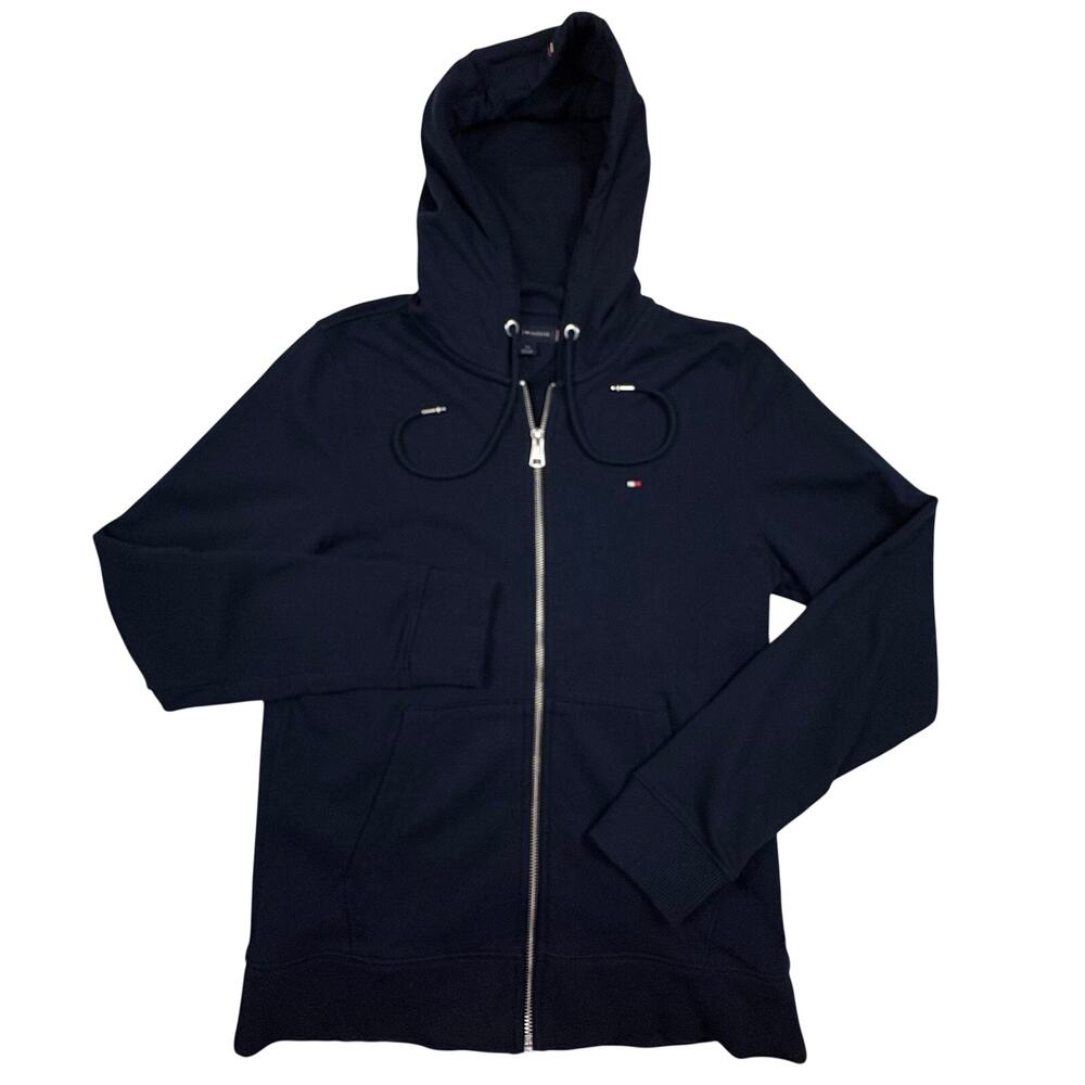 Tommy Hilfiger Zip Up Hoodie Sweatshirt Men's S Navy Blue French Terry - Picture 1 of 11